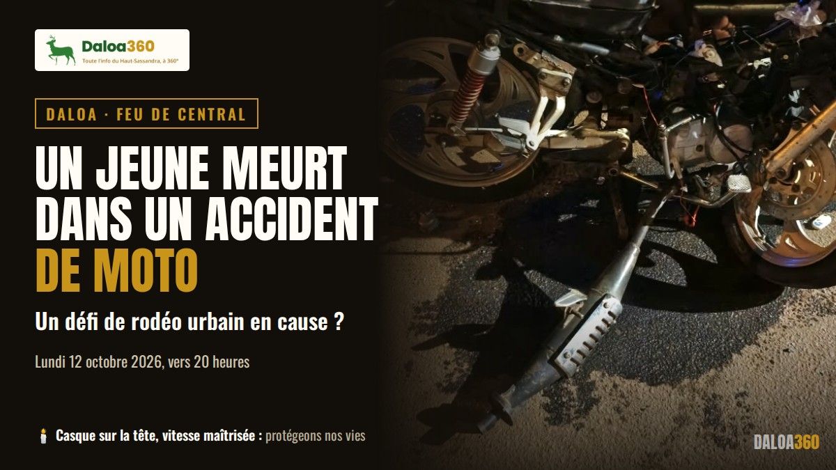 Daloa : un jeune meurt dans un accident de moto, un rodéo en cause ?