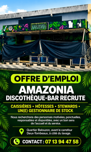 Amazonia Discothèque-Bar recrute à Daloa
