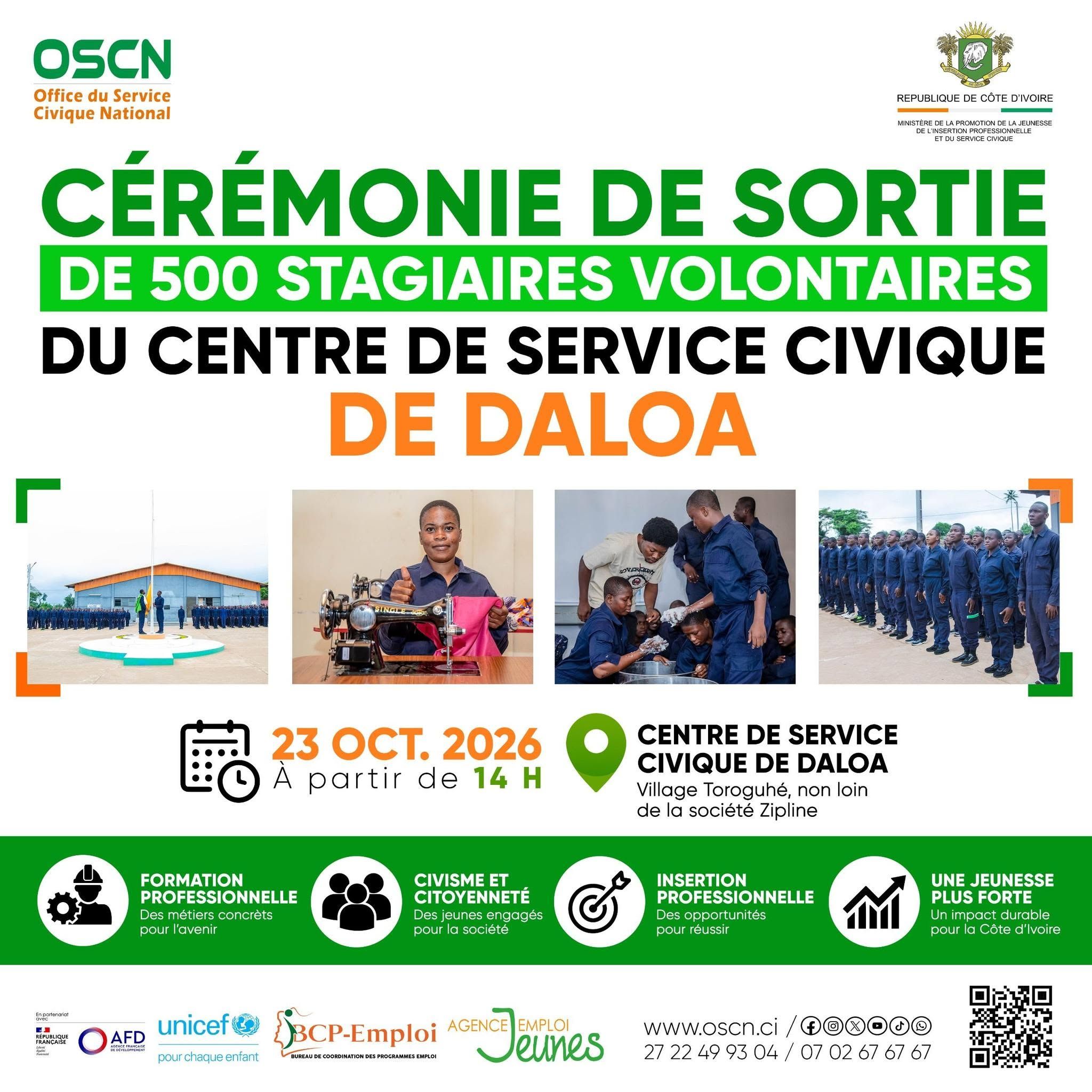 Cérémonie de sortie de 500 stagiaires du Service civique à Daloa
